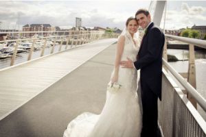 Angel and wife Nikki on their wedding day in Swansea (Image from Thisisouthwales.co.uk)