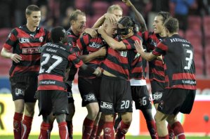 FC Midtjylland celebrate another victory as they close in on the title (Image from PA)