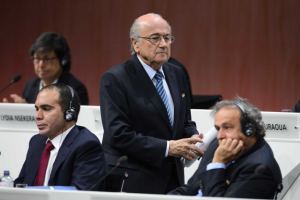 If looks could kill - Platini is annoyed with another Blatter win  (Image from Getty)