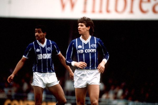 Bright and Lineker play for Leicester against Luton Town (image from Tumblr)